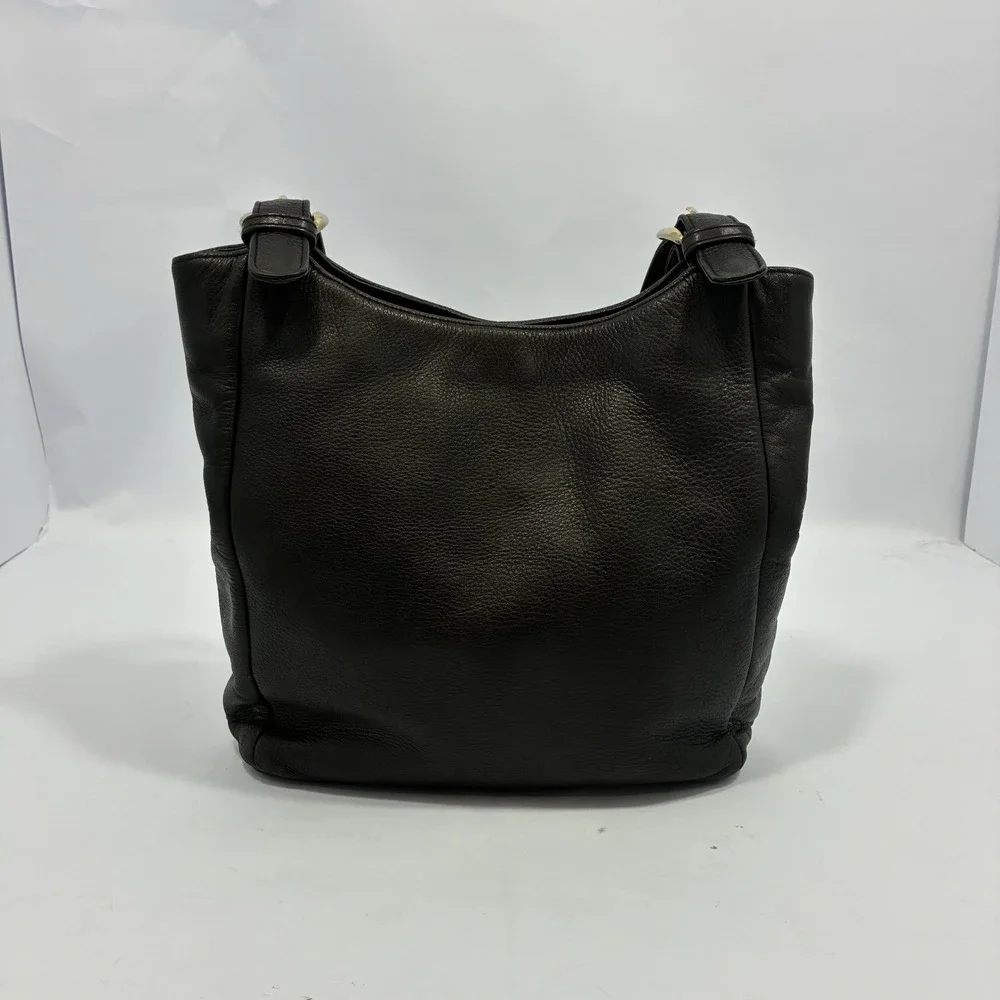 VTG A. Giannetti Genuine Leather Black Shoulder Tote Bag Gold Hardware Purse Y2K